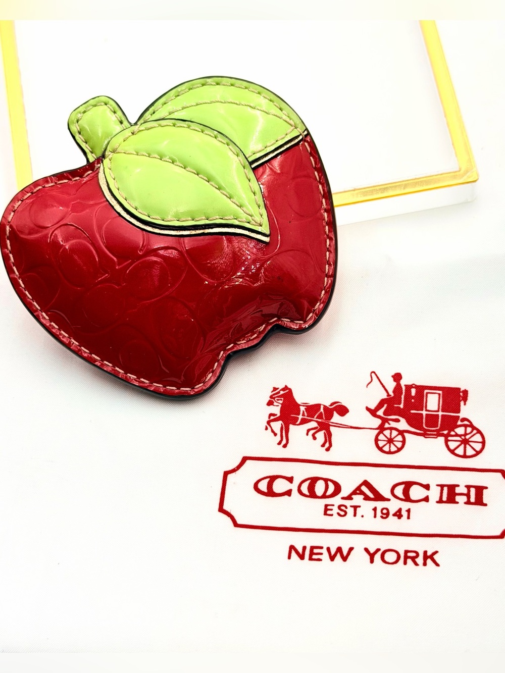 Vintage Coach Rare Patent Leather Apple Paperweight Office Decor